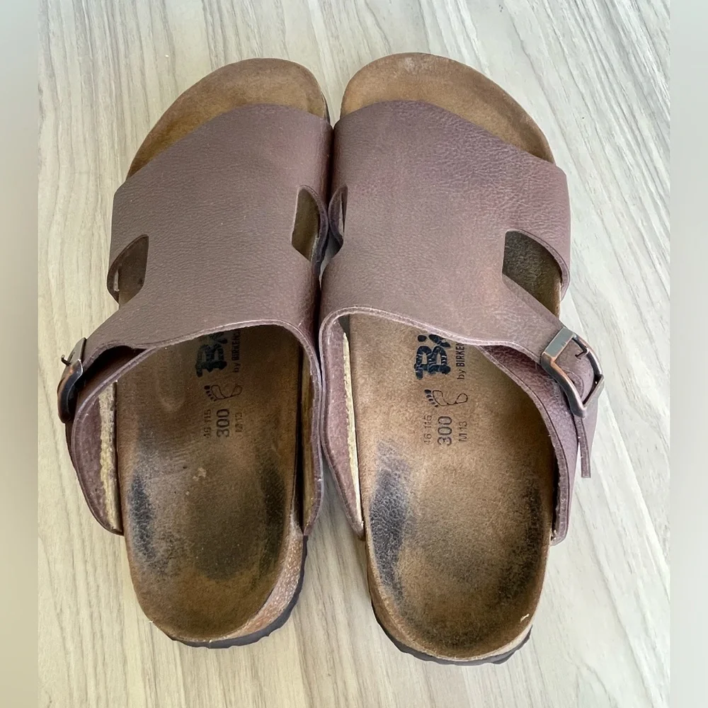 Birkis Men's Brown Leather Slide Sandals